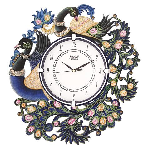 Buy CIRCADIAN Peacock Design Wooden Wall Clock for Home Living Room ...