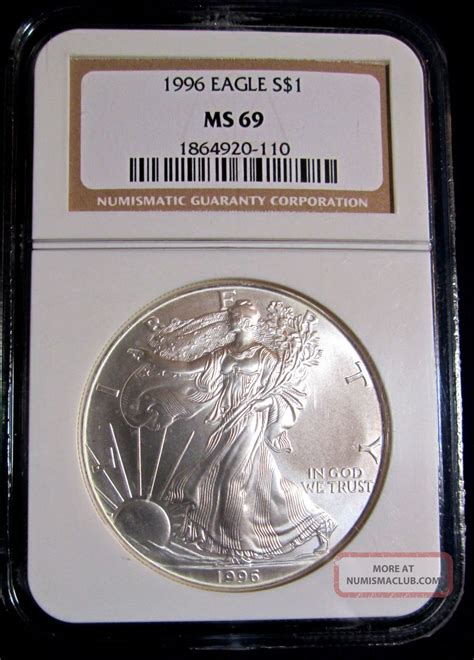 1996 Silver American Eagle $1 Dollar Ngc Ms69 Uncirculated Key Date