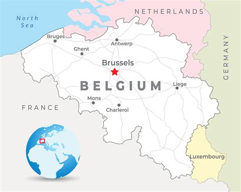 Bélgica mapa con capital Bruselas, más importante ciudades y nacional ...
