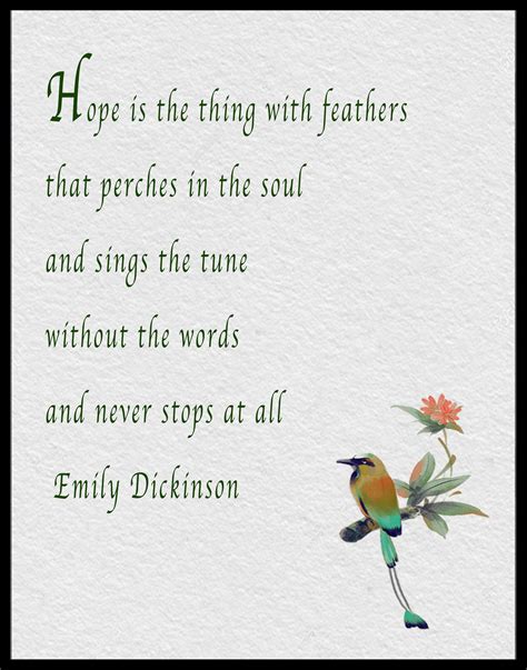 EMILY DICKINSON Inspirational Hope Poem Print Hope is | Etsy