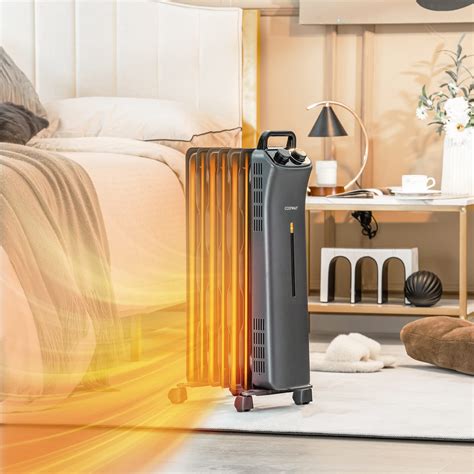 COSTWAY 1500W Oil Filled Radiator Heater, Electric Oil Radiant Heater w ...