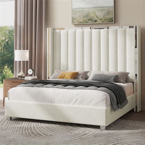 Amazon.com: Jocisland Queen Size Bed Frame with 58" Tall Headboard ...