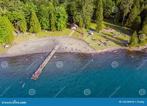 Aerial Photo of Cultus Lake in Chilliwack, B.C. while People are ...
