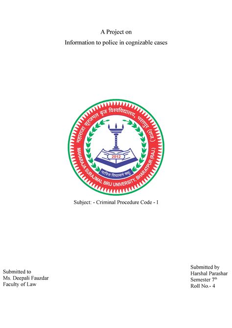 Crpc Project - bcvbcvb - A Project on Information to police in ...