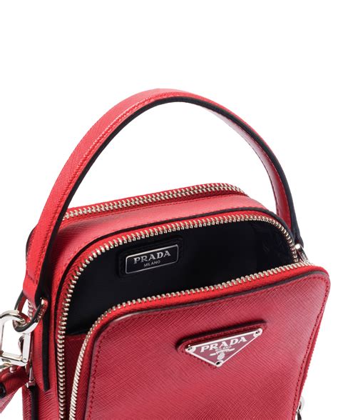 Fiery Red Prada Brique Saffiano Leather Cross-Body Bag | Prada