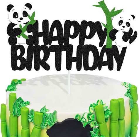 Buy Panda Cake Topper Happy Birthday Bear Cake Decorations for Kids ...