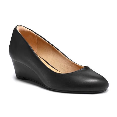 Pennysue Women's Low Heels Wedge Pumps, Black Closed Toe Shoes, 2 Inch, Size 8M - Walmart.com