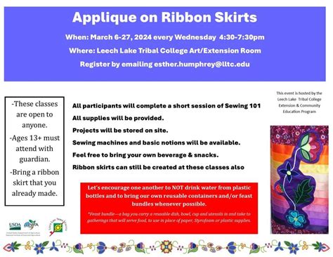 Learn to do applique on a ribbon skirt, 6945 Little Wolf Road NW, Cass ...