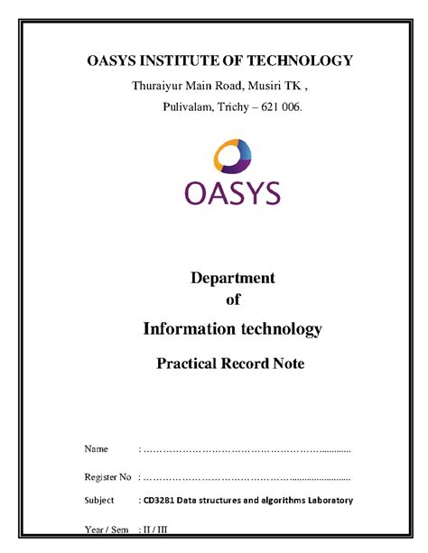 DSA LAB 2025 - Lab manual - OASYS INSTITUTE OF TECHNOLOGY Thuraiyur ...
