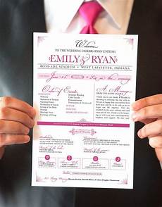 One Page Wedding Invitation by Printable Wedding Program Raspberry One Page Event One Page Wedding Invitation