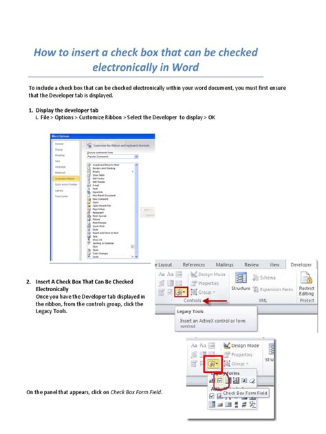 Add Check Box in Word 的图像结果