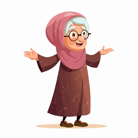 A flat design illustration of an Arabic race grandmother | Premium AI ...