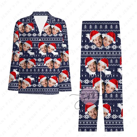 Custom Face Matching Couples Christmas Pajamas - Family Christmas ...