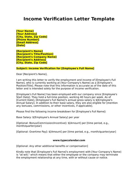 Income Verification Letter Template Word - prntbl.concejomunicipaldechinu.gov.co