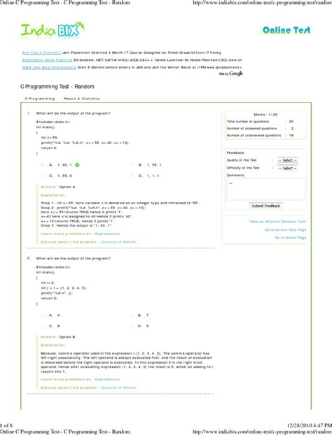 Image result for C Program Tests