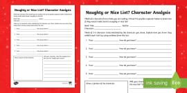 Character Analysis Activity Sheet (teacher made)