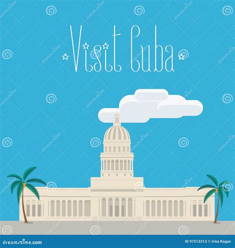 Cuban El Capitolio Vector Illustration Stock Vector - Illustration of ...