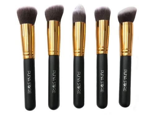 Puna Store® 5 piece Kabuki Foundation Brush Set (Black+Gold) : Amazon ...