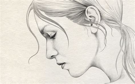 beatiful sketch / drawing - woman face profile | Pencil drawings of ...