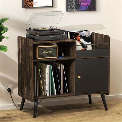 Amazon.com: Large Record Player Stand Storage, Vintage Vinyl Record ...