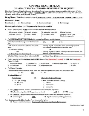 Fillable Online Drug Name Humira (adalimumab) CHART NOTES MUST BE ...