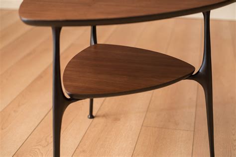 Mid-Century Modern Two-Tier Triangle Black and Walnut End Table - Mid ...