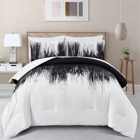 Dinjoy Ombre Black Comforter Set Queen Size Gradient Black White Boho ...