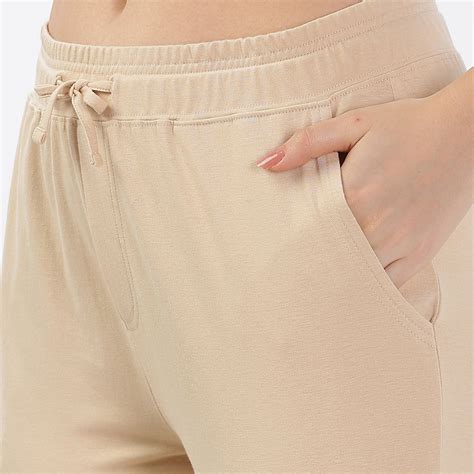 Beige Joggers for Women - Mid Rise with Adjustable Waist – Domin8
