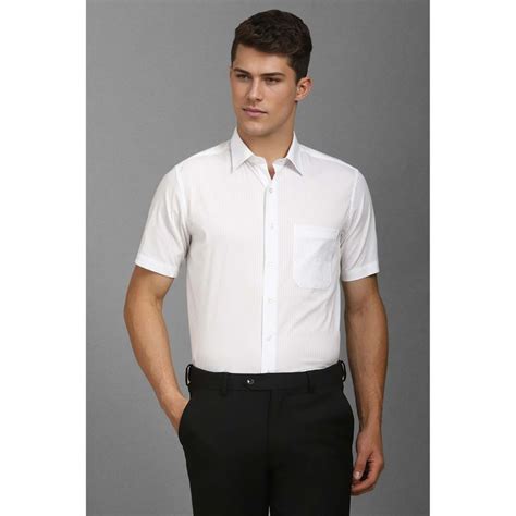 Buy Louis Philippe Men White Slim Fit Striped Half Sleeves Formal Shirt ...