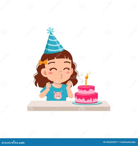 Little Kid Blow Candle on Birthday Party Stock Vector - Illustration of ...