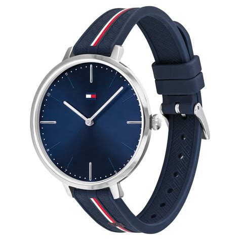 Tommy Hilfiger Womens 38 mm Alexa Blue Dial Silicone Watch - NCTH17821