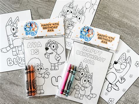 Bluey Coloring Sheets & Crayons, Bluey Party Favor Packs, Bluey Party ...