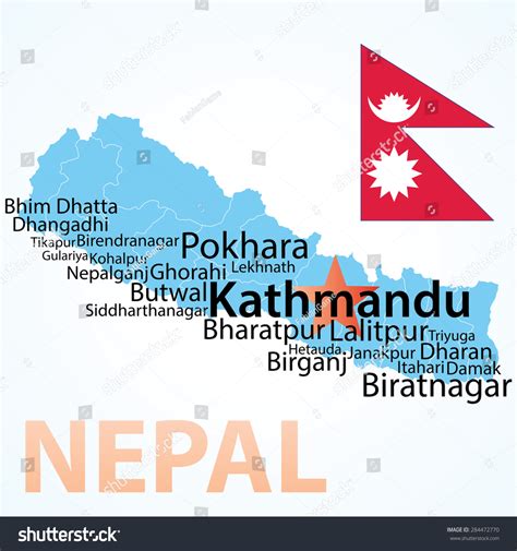 Vector Map Nepal Largest Cities Carefully Stock Vector (Royalty Free) 284472770 | Shutterstock