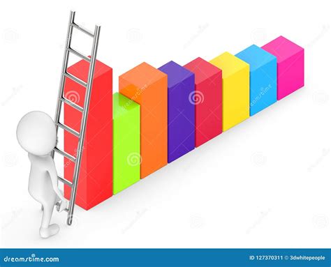 3d White People Climb Up Towards a Bar Graph Stock Illustration ...