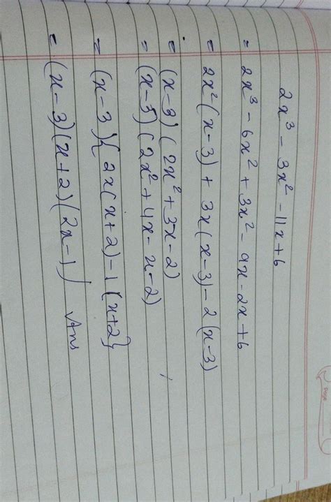 factorise : 2x^3-3x^2-11x+6 - Brainly.in