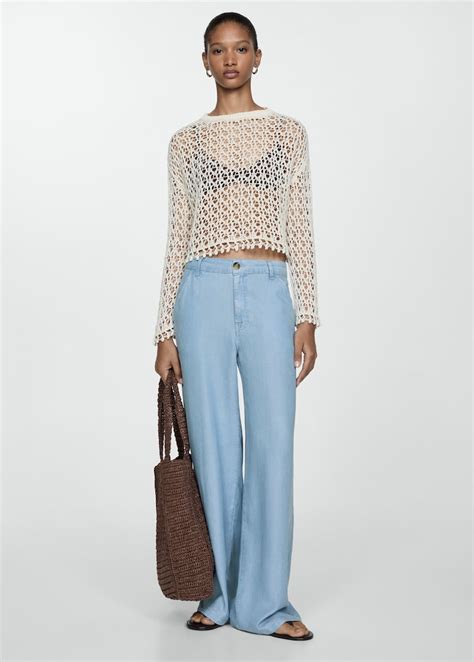 Pantalón wideleg lyocell - Mujer | MANGO España (Península y Baleares)