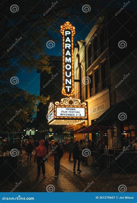 The Paramount Theater Vintage Sign at Night, Charlottesville, Virginia ...