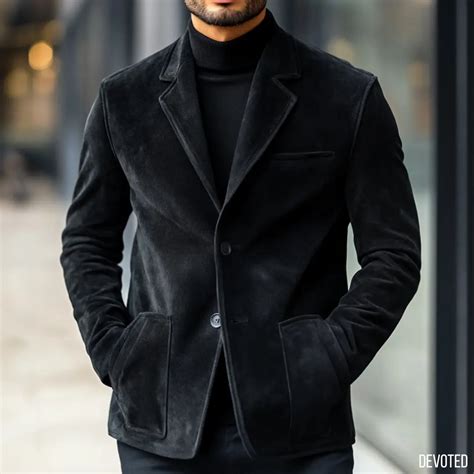 Men's Leather Jacket | Suede | Coat | Black | Skyrocket Blazer by Devoted