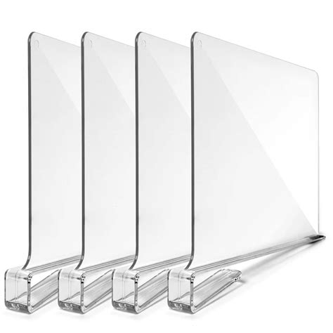 Buy SenseYo 4 Pack Acrylic Shelf Dividers for Closets Clear Shelf ...