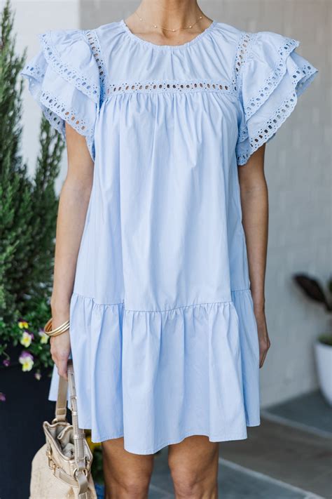 On A Walk Baby Blue Eyelet Dress – Shop the Mint