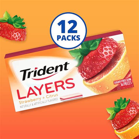Trident Layers Strawberry & Citrus Sugar Free Gum - 12 Packs, 14 Pieces ...