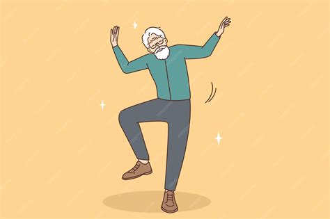 Premium Vector | Smiling older man dancing