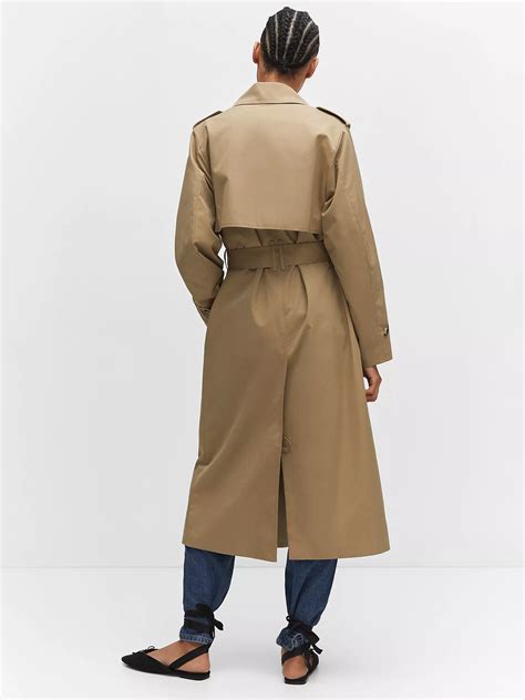 Mango Angela Trench Coat, Medium Brown at John Lewis & Partners