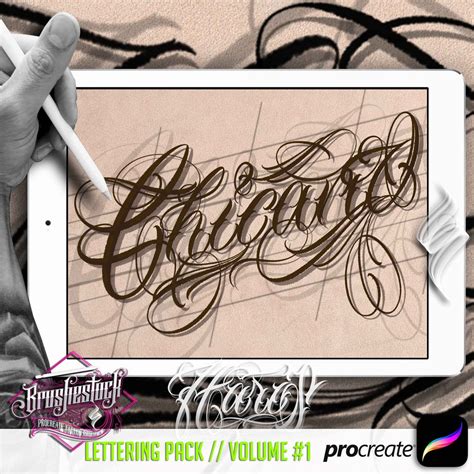 218 Chicano Tattoo Alphabet & Lettering | Pack Brushes for Procreate ...