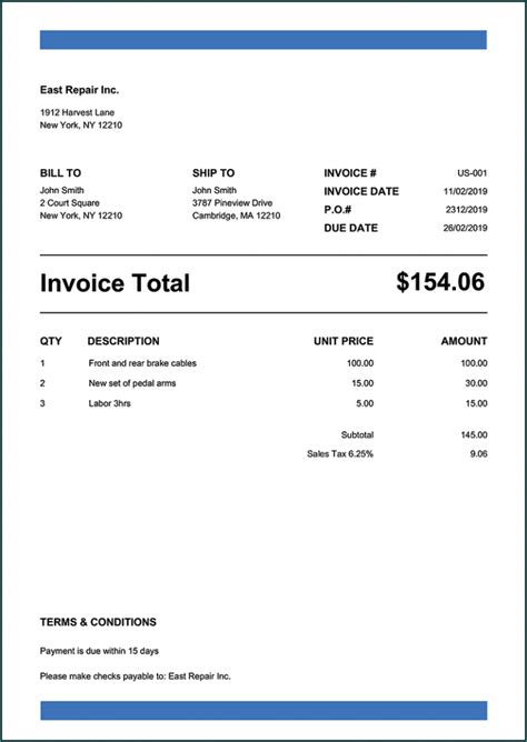 Invoice Example 的图像结果