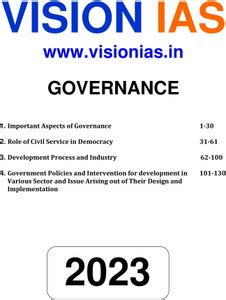 Vision IAS Governance General Studies Printed Notes English Medium ...