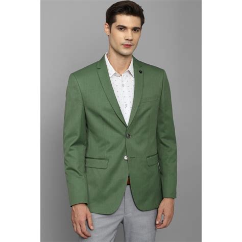 Buy Allen Solly Men Green Slim Fit Textured Formal Blazer Online