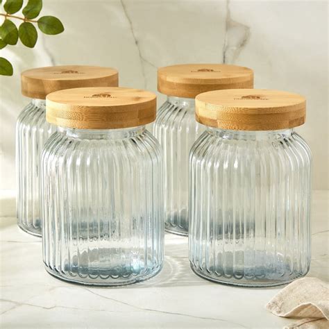 Buy Vamos Prague Set of 4 Glass Storage Canister - 1L from Home Centre ...