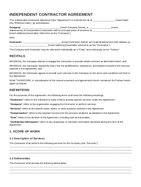 1099 Employee Contract Template - Blank Fillable Template | Fill Out ...