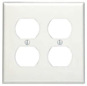 Leviton 88016 2-Gang Standard-Size Duplex Receptacle Wallplate, White ...